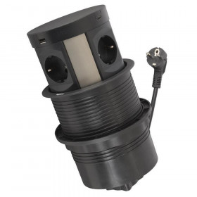 Πολύπριζο Γραφείου 4 Σούκο,2 USB Μαύρο 654982 LEGRAND