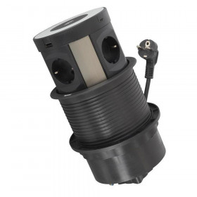 Πολύπριζο Γραφείου 4 Σούκο,2 USB Και Ασύρματη Φόρτιση Μαύρο 654983 LEGRAND