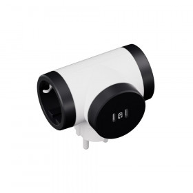 Πολύπριζο 2 Σούκο Και Διπλό USB TypeC Με Περιστροφή Λευκό Και Μαύρο 694432 LEGRAND