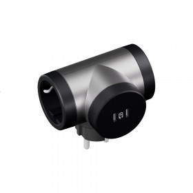 Πολύπριζο 2 Σούκο Και Διπλό USB TypeC Αλουμίνιο Και Γκρι 694433 LEGRAND