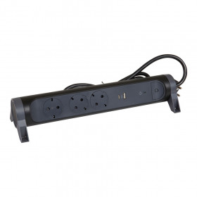 Πολύπριζο 3 Σούκο,USB Με Διακόπτη & Προστασία 1,5m Μαύρο 694512 LEGRAND