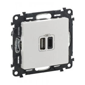 Πρίζα USB Διπλή Φόρτισης Συσκευών TypeA&C Λευκό Valena™Life 753106 LEGRAND