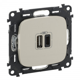 Πρίζα USB Διπλή Φόρτισης Συσκευών TypeA&C Κρέμ Valena™Allure 754966 LEGRAND