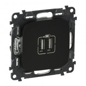 Πρίζα USB Διπλή Φόρτισης Συσκευών TypeA Μαύρο Valena™Allure 754998 LEGRAND