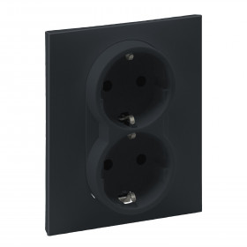 Πρίζα Σούκο Ασφαλείας Διπλή Ανθρακί Seano™ 765425 LEGRAND