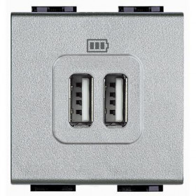 Πρίζα Φόρτισης USB TypeA+A 2 Στοιχείων Αλουμίνιο NT4285C2 BTICINO
