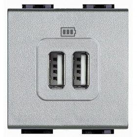 Πρίζα Φόρτισης USB TypeA+A 2 Στοιχείων Αλουμίνιο NT4285C2 BTICINO