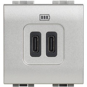 Πρίζα Φόρτισης USB TypeC+C 2 Στοιχείων Αλουμίνιο NT4286C2 BTICINO