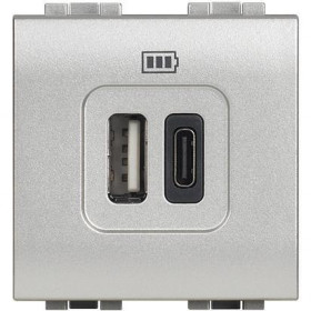Πρίζα Φόρτισης USB TypeA+C 2 Στοιχείων Αλουμίνιο NT4287C2 BTICINO