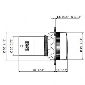 Ενδεικτική Λυχνία Πόρτας LED Φ22 Κόκκινο 230VAC CL2-523R ABB