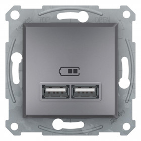 Πρίζα USB Διπλή Φόρτισης Συσκευών Ατσάλι EPH2700262 ASFORA