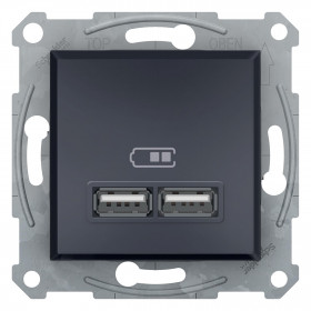 Πρίζα USB Διπλή Φόρτισης Συσκευών Ανθρακί EPH2700271 ASFORA