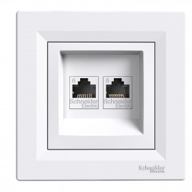 Πρίζα Δικτύου Διπλή RJ45 Cat.6 UTP Λευκό EPH4800121 ASFORA