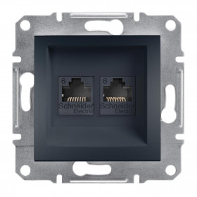 Πρίζα Δικτύου Διπλή RJ45 Cat.6 UTP Ανθρακί EPH4800171 ASFORA