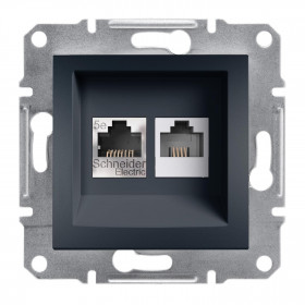 Πρίζα RJ11+RJ45 UTP Cat.5e Ανθρακί EPH4900171 ASFORA