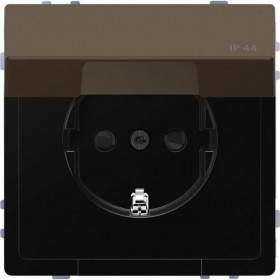 Πρίζα Σούκο Ασφαλείας Με Καπάκι IP44 Mocca MEG2314-6052 D-Life MERTEN