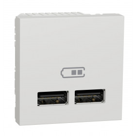 Πρίζα Φόρτισης USB Διπλή  2 Στοιχείων TypeA+A Λευκό NU341818 New Unica