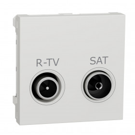 Πριζα TV-FM/SAT Διέλευσης 2 Στοιχείων Λευκό NU345618 New Unica