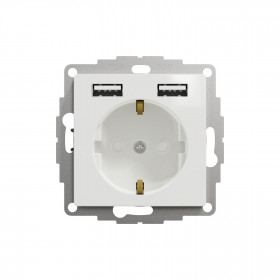 Πρίζα Σούκο Ασφαλείας Λευκό Με Διπλό USB SDD111052 Sedna SCHNEIDER ELECTRIC