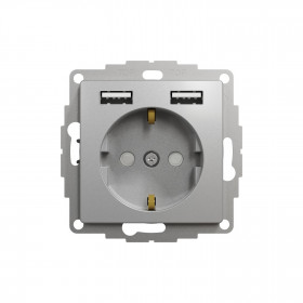 Πρίζα Σούκο Ασφαλείας Αλουμίνιο Με Διπλό USB SDD113052 Sedna SCHNEIDER ELECTRIC
