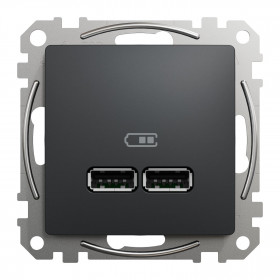 Πρίζα USB Διπλή Φόρτισης Συσκευών TypeA Ανθρακί SDD114401 Sedna SCHNEIDER ELECTRIC