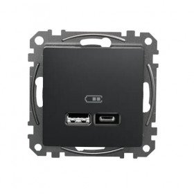 Πρίζα USB Διπλή Φόρτισης Συσκευών TypeA&C Ανθρακί SDD114402 Sedna SCHNEIDER ELECTRIC