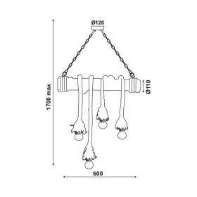 Φωτιστικό Δίφωτο E27 Σχοινί Και Bamboo Merlin 932604BBR ACA LIGHTING
