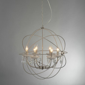 Φωτιστικό Εξάφωτο E14 Νίκελ Και Διάφανο AD15006 ACA LIGHTING
