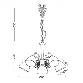 Φωτιστικό Πεντάφωτο Ε14 Λευκό Πατίνα Perone DL8165 ACA LIGHTING