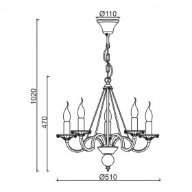 Φωτιστικό Πεντάφωτο Ε14 Λευκό και Χρυσό DL9365PWG ACA LIGHTING