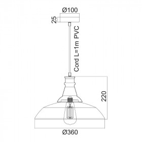 Φωτιστικό Μονόφωτο Ε27 Μαύρο Minore KS1290P36T1BK ACA LIGHTING