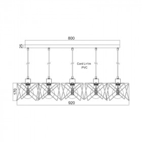 Φωτιστικό Πεντάφωτο Ε27 Μαύρο Andy KS1462P5BK ACA LIGHTING