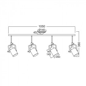 Σποτ Οροφής Τετράφωτο E27 Μαύρο Pompeii OD61014BK ACA LIGHTING