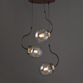 Φωτιστικό Τρίφωτο E27 Μαύρο Και Ξύλο Pueblos OD905903P ACA LIGHTING