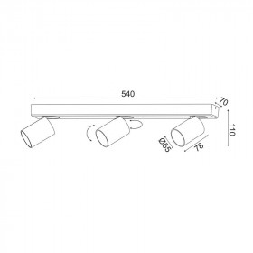 Σποτ Οροφής Τρίφωτο GU10 Λευκό Elitis RA303S54WH ACA LIGHTING