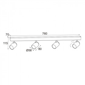 Σποτ Οροφής Τετράφωτο GU10 Λευκό Disco RA314S76WG ACA LIGHTING