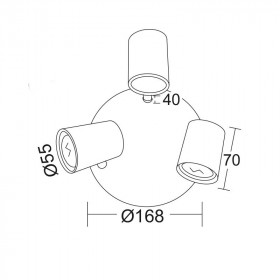 Σποτ Οροφής Τρίφωτο GU10 Μαύρο Orfeas SUH1893PB ACA LIGHTING