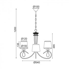 Φωτιστικό Τρίφωτο Ε14 Μαύρο και Χρυσό TNK81490CG3P ACA LIGHTING