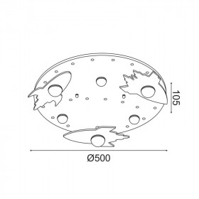 Πλαφονιέρα LED 18W 3000Κ Παιδική Πολύχρωμο Nasa ZM53LEDC50 ACA LIGHTING