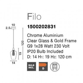 Φωτιστικό Μονόφωτο Χρώμιο G9 Filo 1500202831 NOVA LUCE