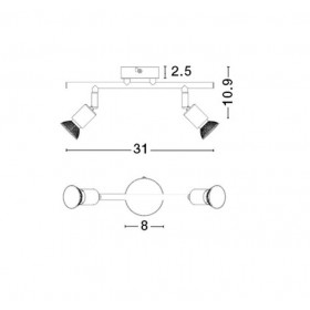 Σποτ Οροφής Δίφωτο GU10 Σκουριά Base 662002 NOVA LUCE