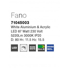 Πλαφονιέρα LED 87W 3000k Λευκό Fano 71045003 NOVA LUCE
