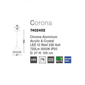 Φωτιστικό LED 12W 3500k Corona 7402402 NOVA LUCE