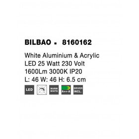 Φωτιστικό LED 25W 3000k Λευκό Bilbao 8160162 NOVA LUCE