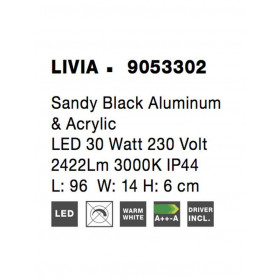 Απλίκα Μπάνιου LED 30W 3000k Μαύρο Livia 9053302 NOVA LUCE