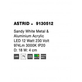Απλίκα LED 12W 3000k Λευκό Astrid 9130512 NOVA LUCE