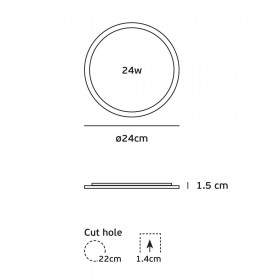 Πάνελ LED Χωνευτό 24W 3000k Στρογγυλό Λευκό VK/04017/W/W VK LED