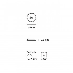 Πάνελ LED Χωνευτό 3W 4000k Στρογγυλό Λευκό VK/04072/W/C VK LED