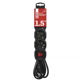Πολύπριζο 4 Σούκο Με Διακόπτη 1.5m Μαύρο PC1421R EMOS
