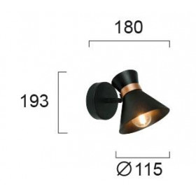 Σπότ Επίτοιχο E14 Μαύρο Με Χαλκό Kelly 4148200 VIOKEF